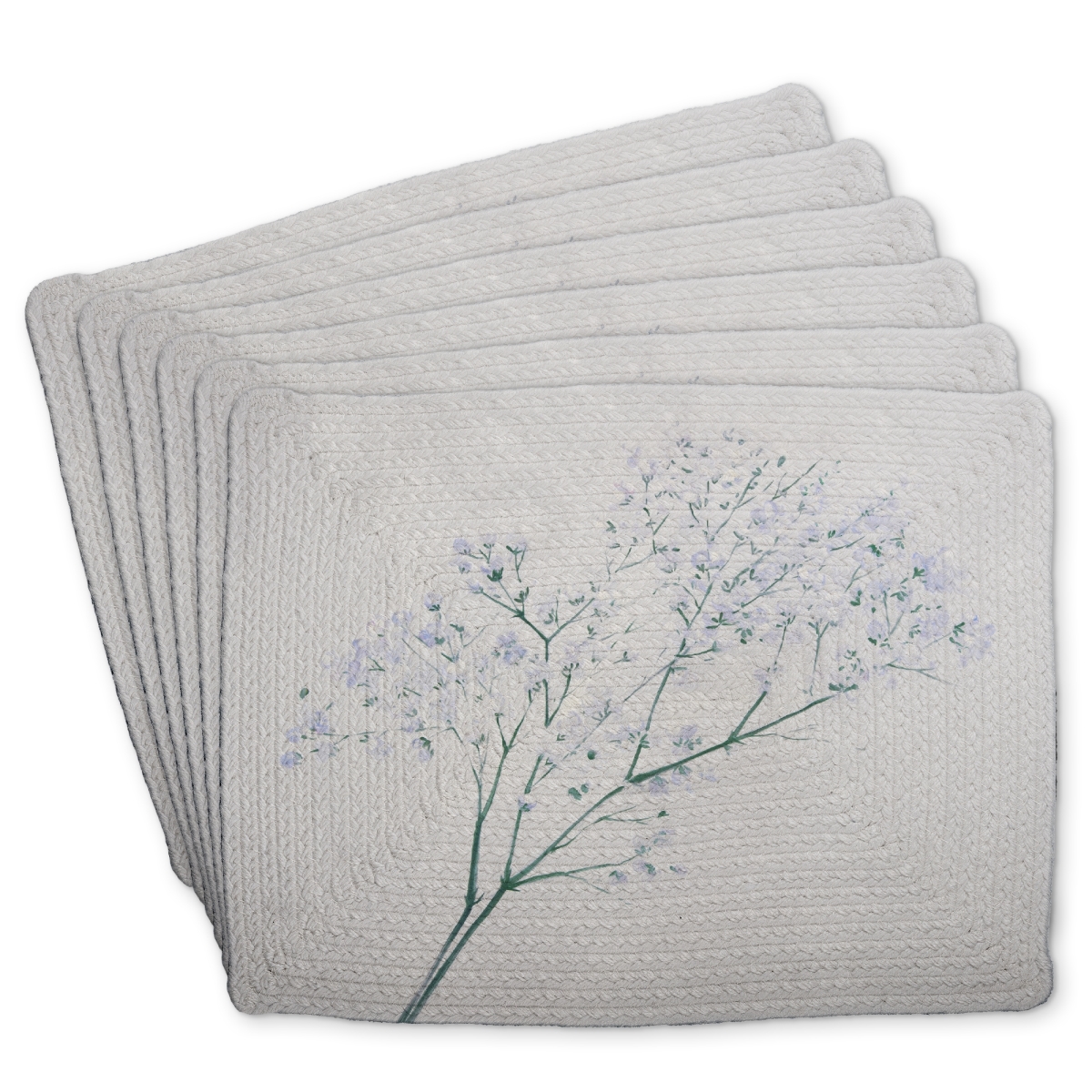 Picture of Begin Home Decor C6BP1418JVRGOL 14 x 18 in. Bouquet of Flowers Babies Breath - Braided Polyester Placemat - Set of 6