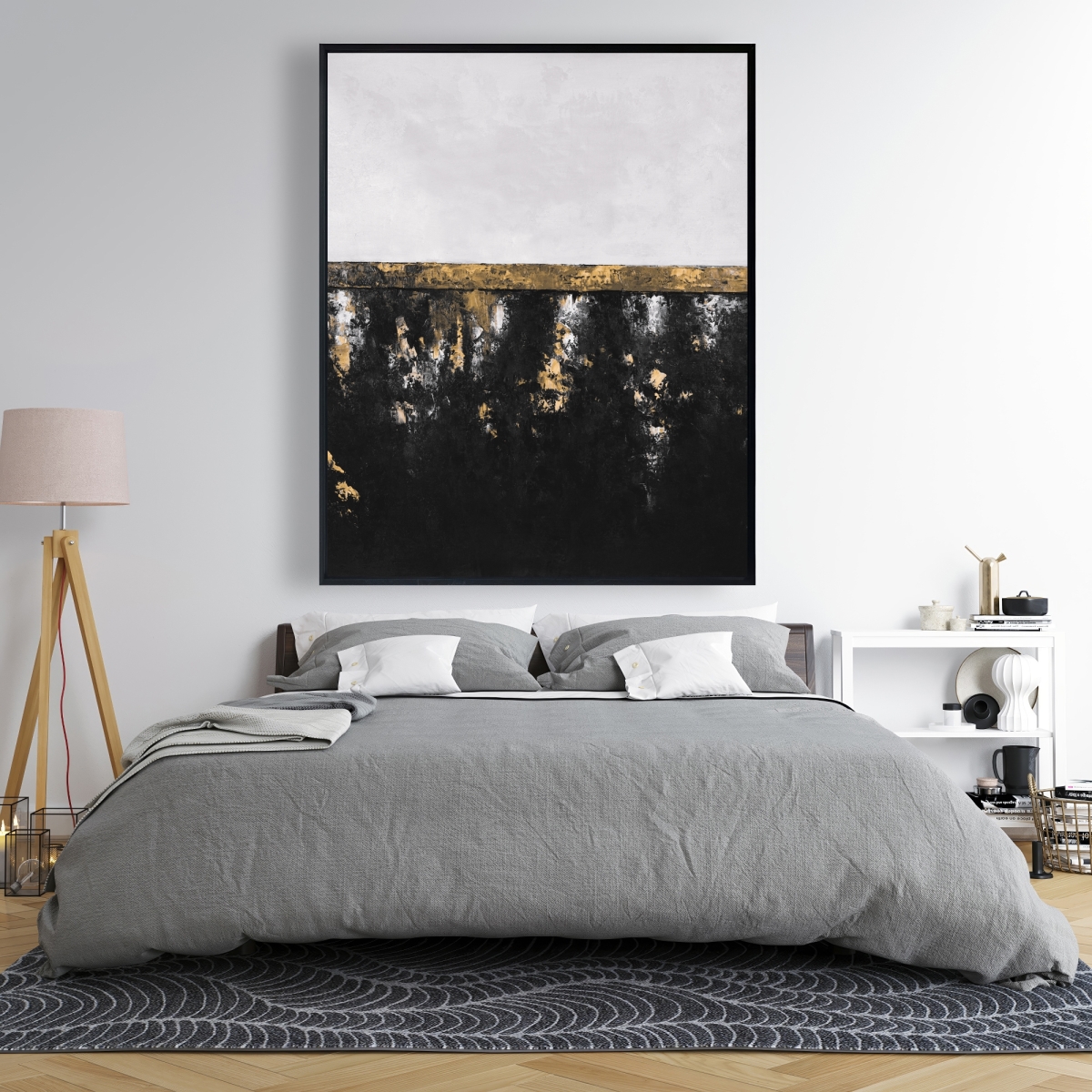 C1FC4860UHM8QS 48 x 60 in. Abstract Container - Black Industrial Framed Canvas Decor