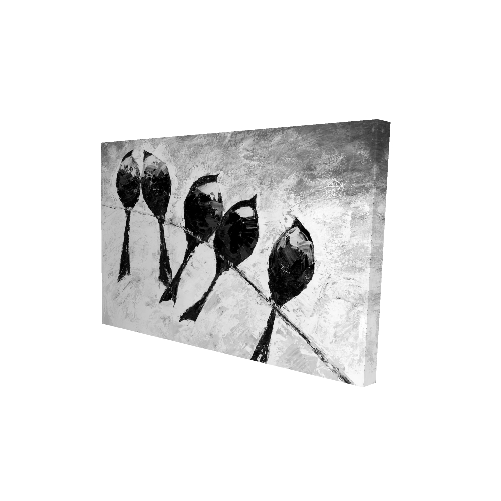 2080-2436-AN115-1 24 x 36 in. Five Birds Perched - Monochrome Canvas for Home Decor