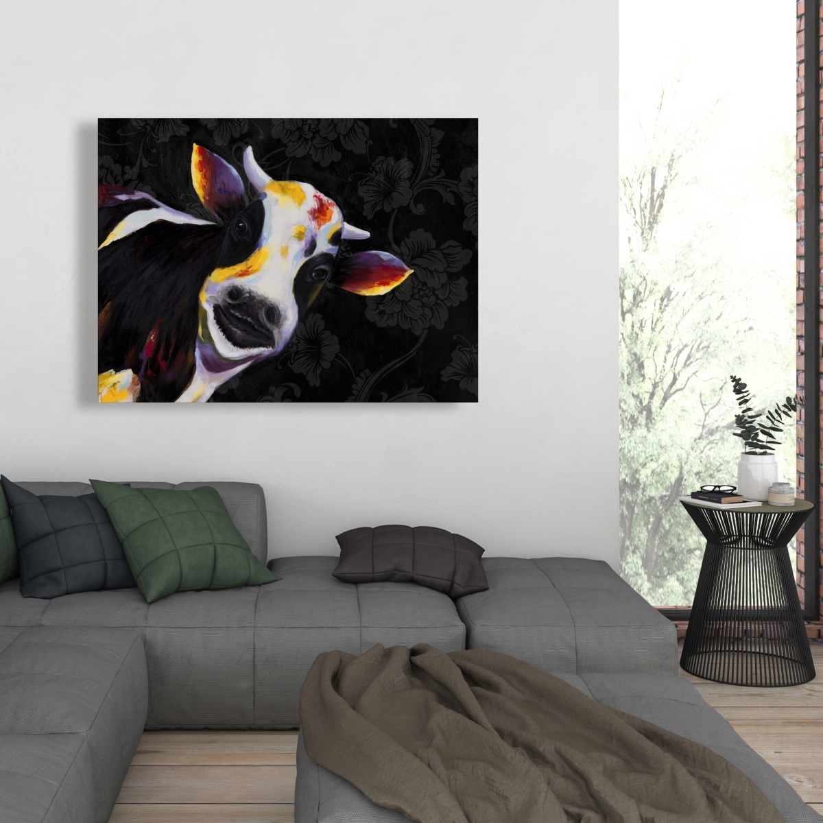 C1RC3648S27AYI 36 x 48 in. Funny Cow - Livingroom Animals Canvas for Home Decor