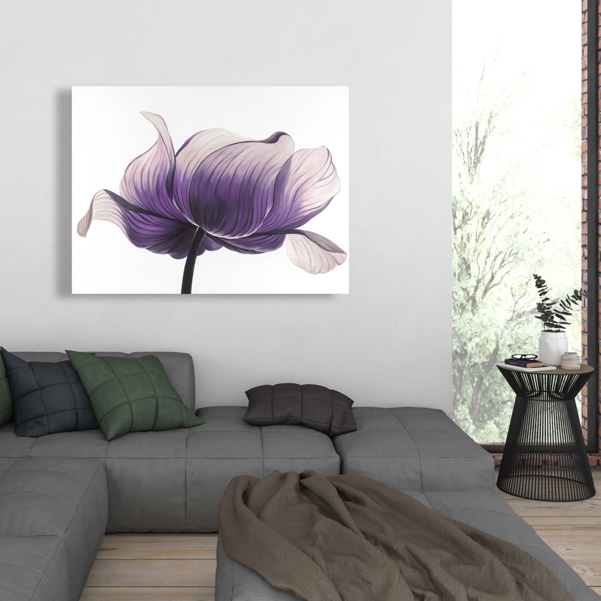 C1RC3648BGWWL7 36 x 48 in. Purple Anemone Flower - Floral Canvas for Home Decor