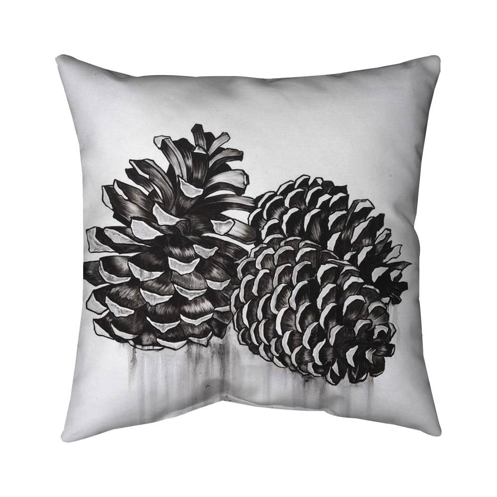5543-2626-MI100 26 x 26 in. Three Small Pine Cones - Bedroom Hygge Poly Twill Throw