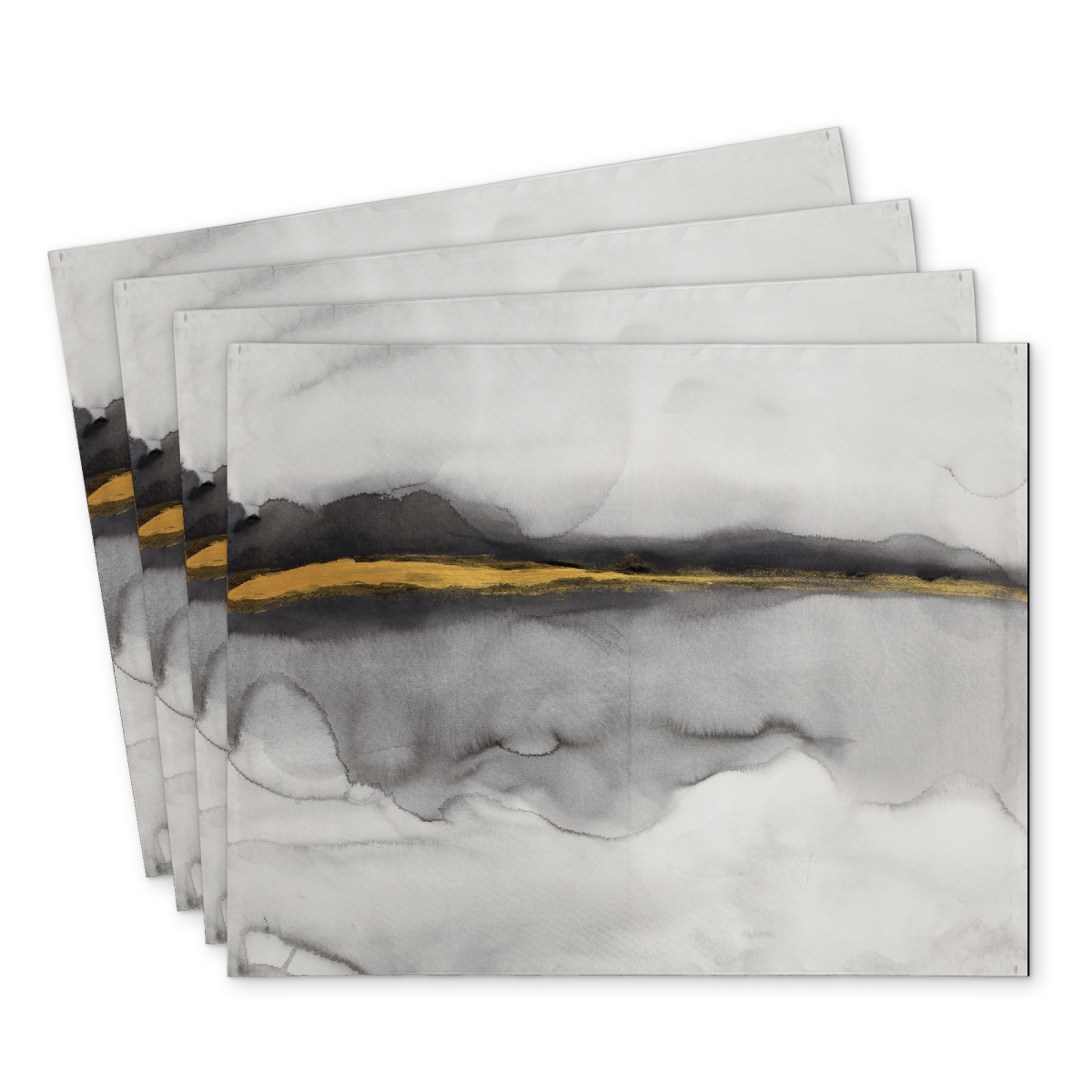Picture of Begin Home Decor C4PP1418LY54XL 14 x 18 in. Gold Stripe Abstract Polyester Placemat - Home Decor Accent - Set of 4