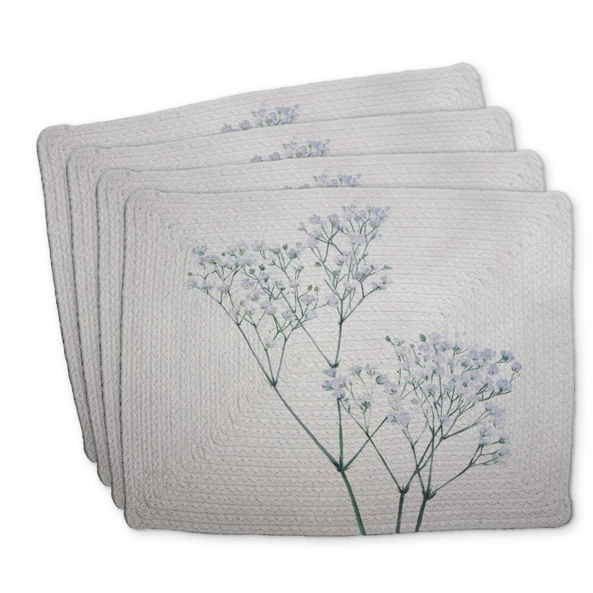 Picture of Begin Home Decor C4BP1418BHMPY1 14 x 18 in. Babies-Breath Flowers Braided Polyester Placemat for Home Decor - Set of 4