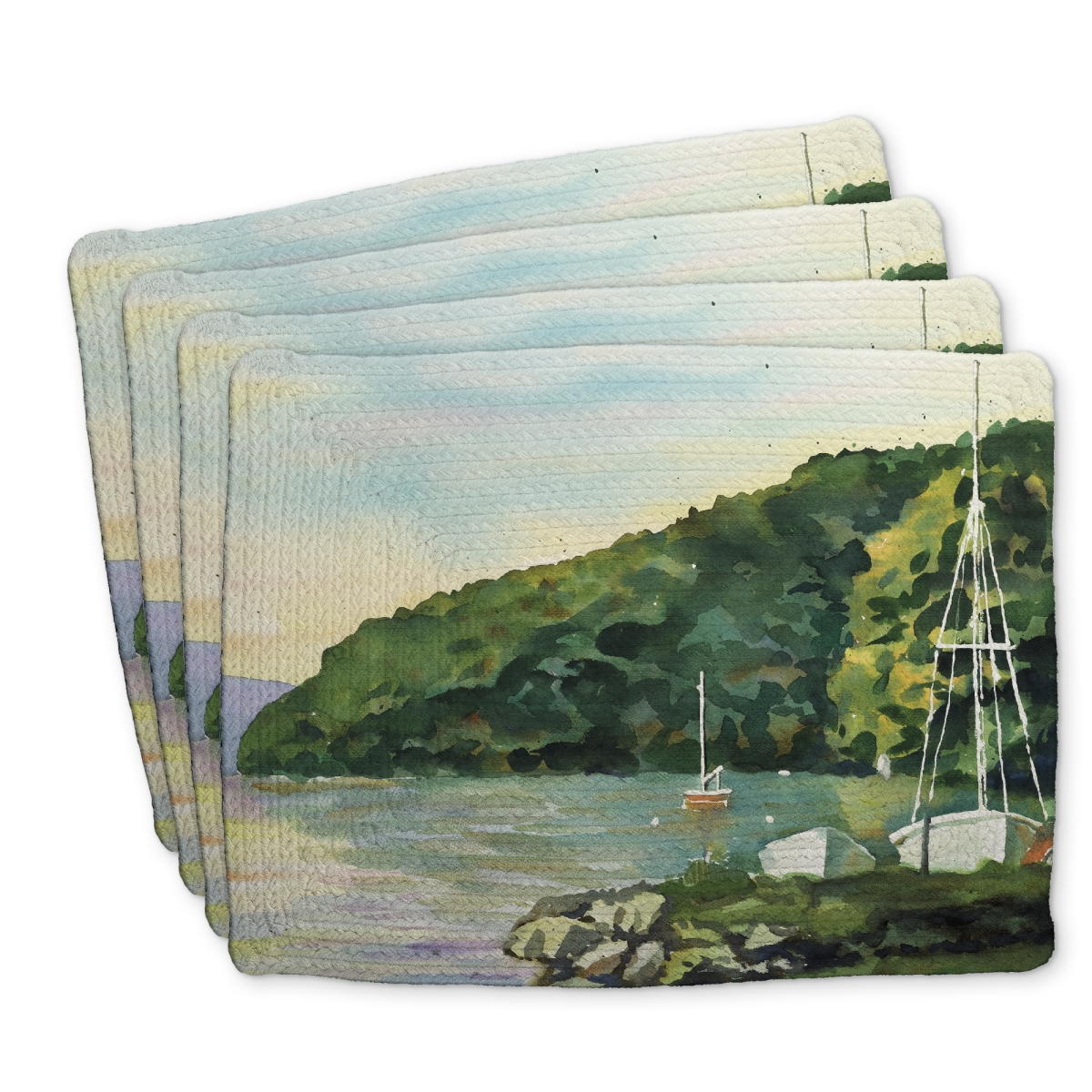 Picture of Begin Home Decor C4BP1418765MMQ 14 x 18 in. Sailboat Day Braided Polyester Placemat for Home Decor - Set of 4