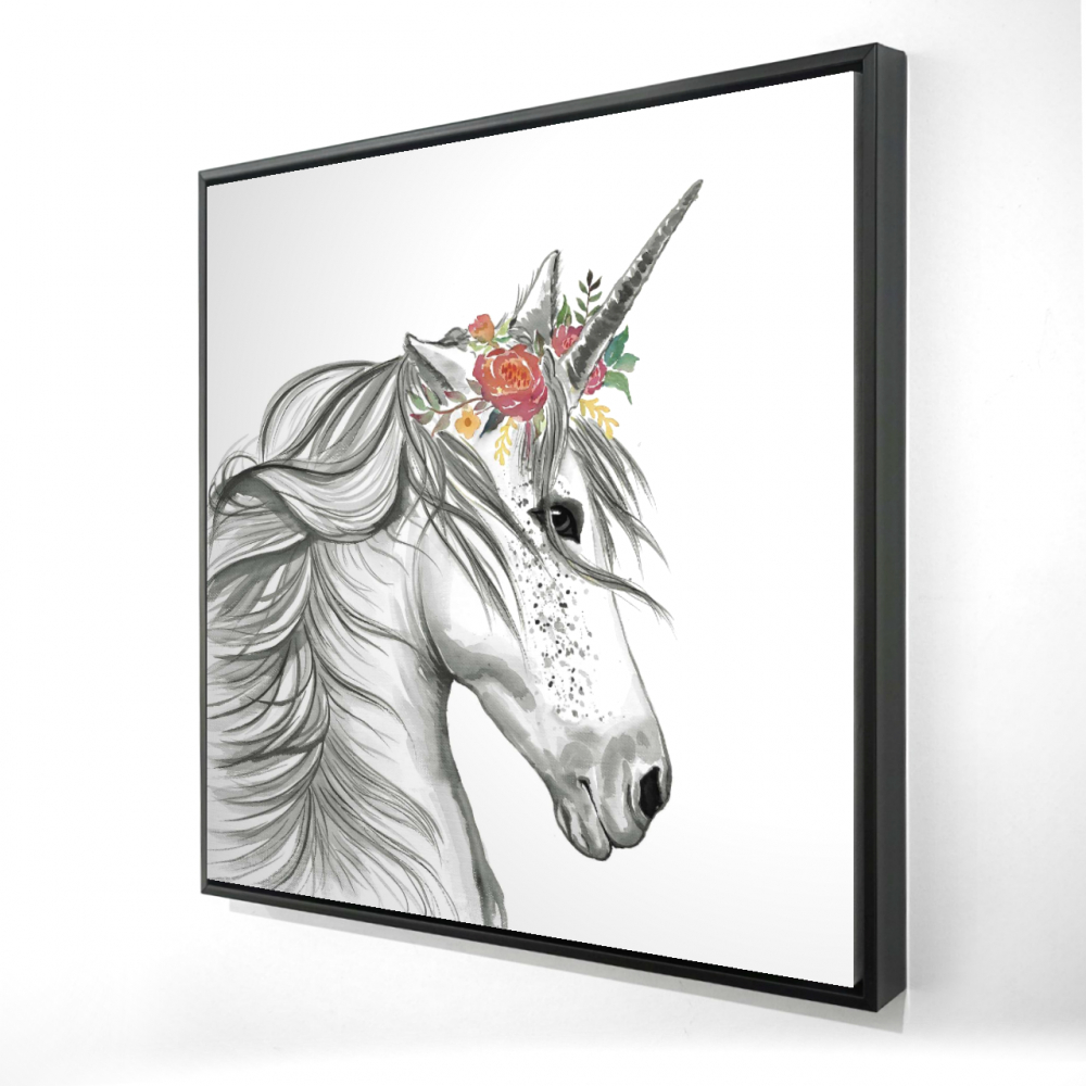 2081-3636-CH12 36 x 36 in. Magic Unicorn - White Framed Canvas for Home Decor