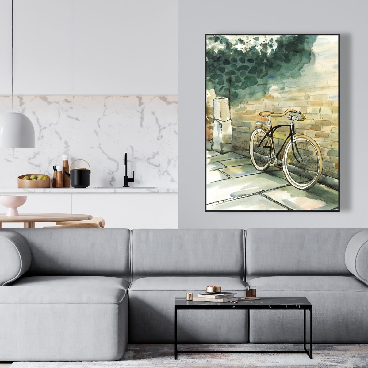 C1FC36488QFR7J 36 x 48 in. Old Urban Bicycle Canvas - Unique Transportation Bedroom Decor