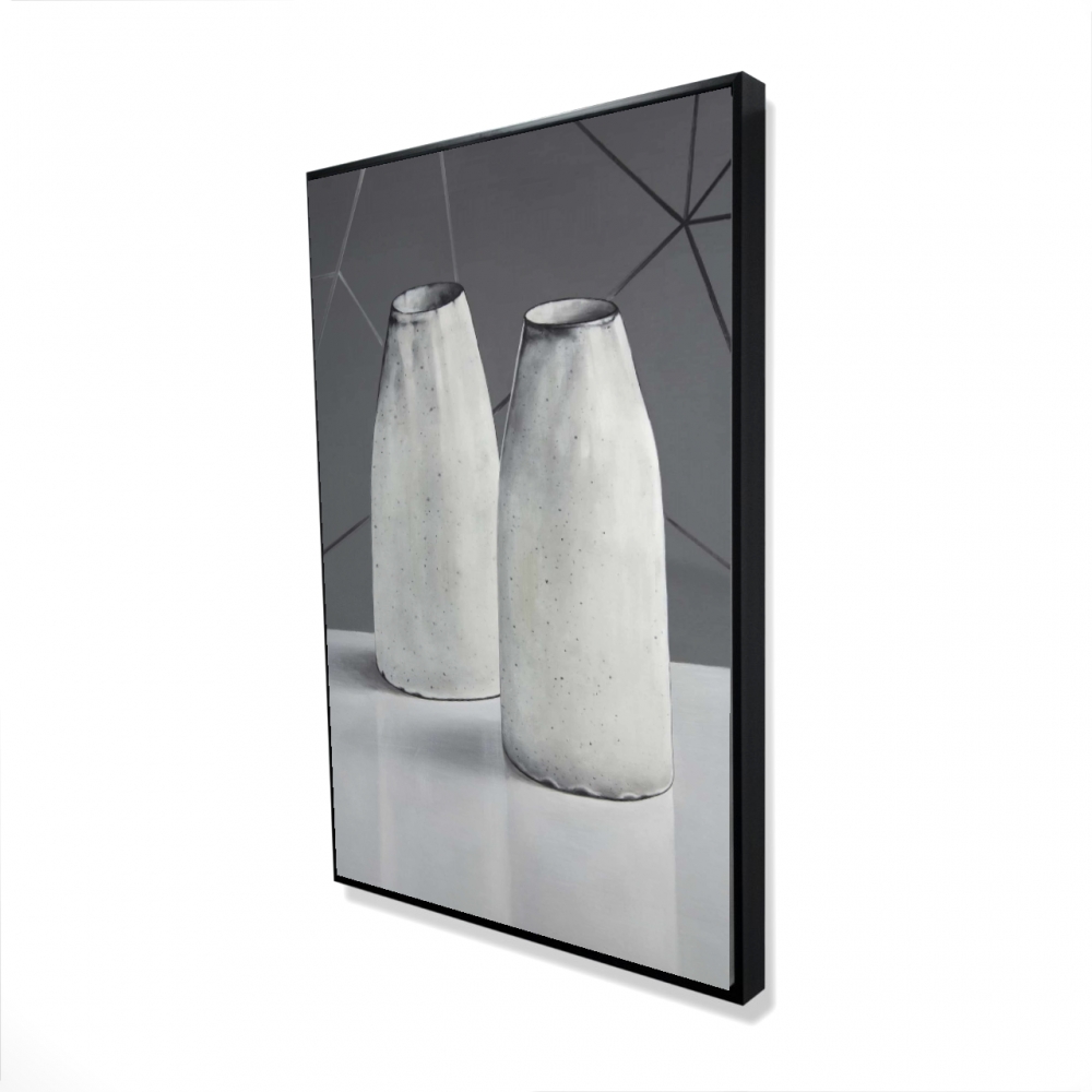 2081-3624-SL28 24 x 36 in. Vases - Silver Framed Canvas Home Decor for Elegant Spaces