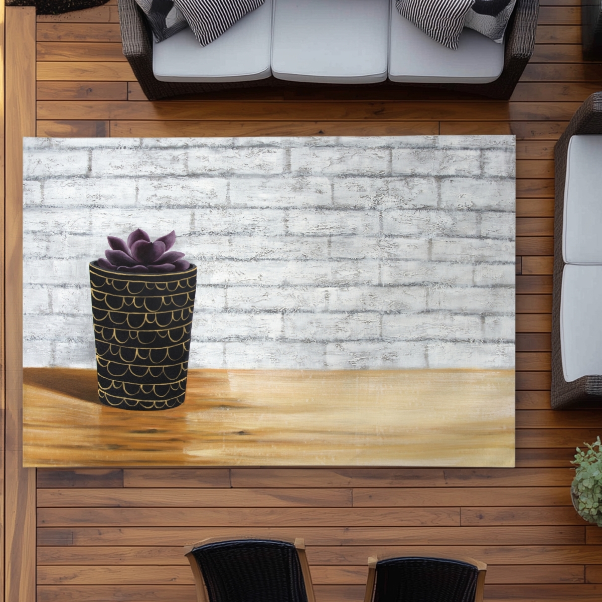 C1ROAR57L8LX33 5 x 7 ft. Succulent in a Pot - Gray Bedroom Outdoor Area Rug for Decor - Rectangle