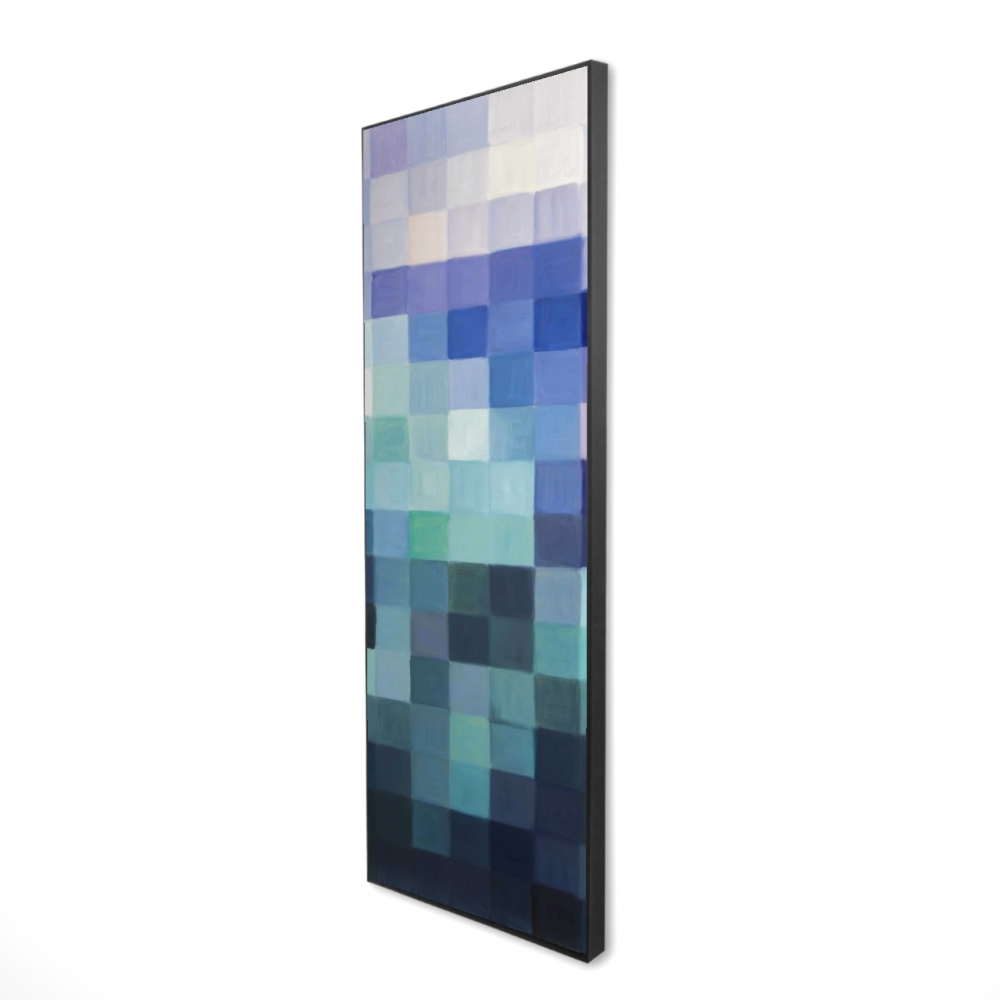 2081-6020-MI103 20 x 60 in. Pixelized Landscape - Bedroom Blue Framed Canvas Art for Home Decor
