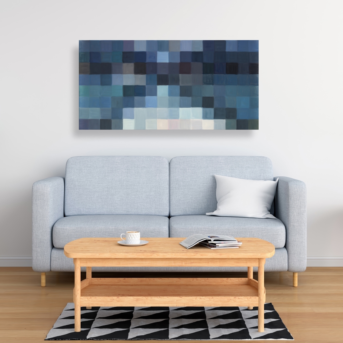 C1RC2448R0BGY4 24 x 48 in. Pixelated Mountainous Landscape - Modern Abstract Canvas Art