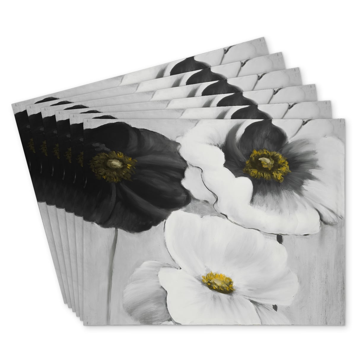 Picture of Begin Home Decor C6PP1418EAQ65W 14 x 18 in. Assorted White Flowers Polyester Placemats for Home Decor - Set of 6