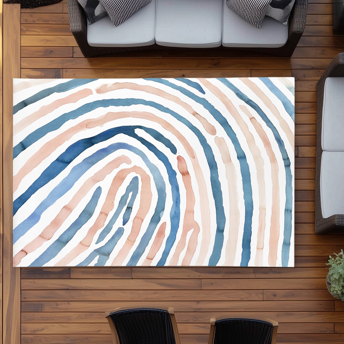 C1ROAR574HJH74 5 x 7 ft. Fingerprint Orange Shapes Outdoor Area Rug - Home Decor Essentials - Rectangle