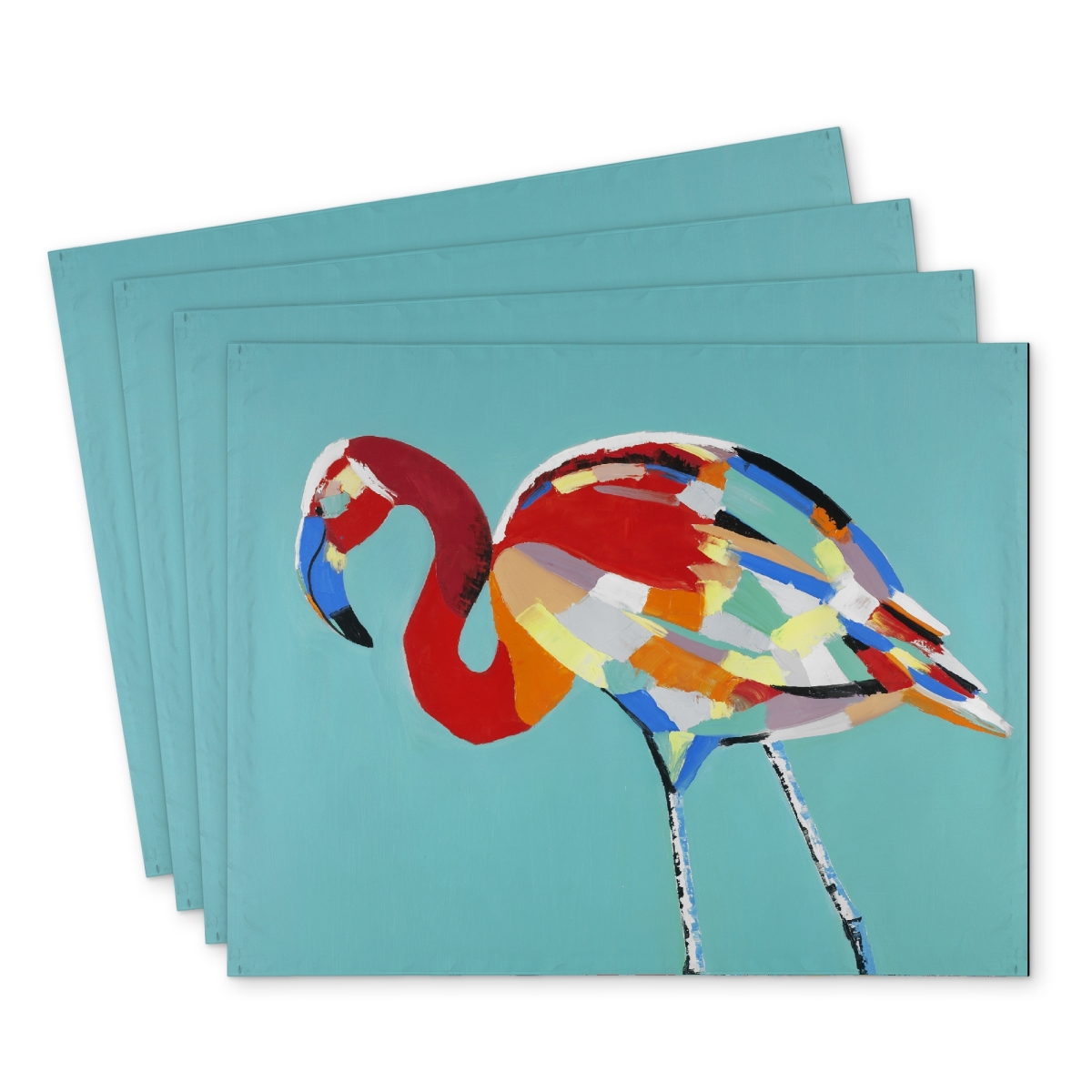 Picture of Begin Home Decor C4PP141899FIMV 14 x 18 in. Abstract Flamingo Polyester Placemat - Stylish Home Decor - Set of 4