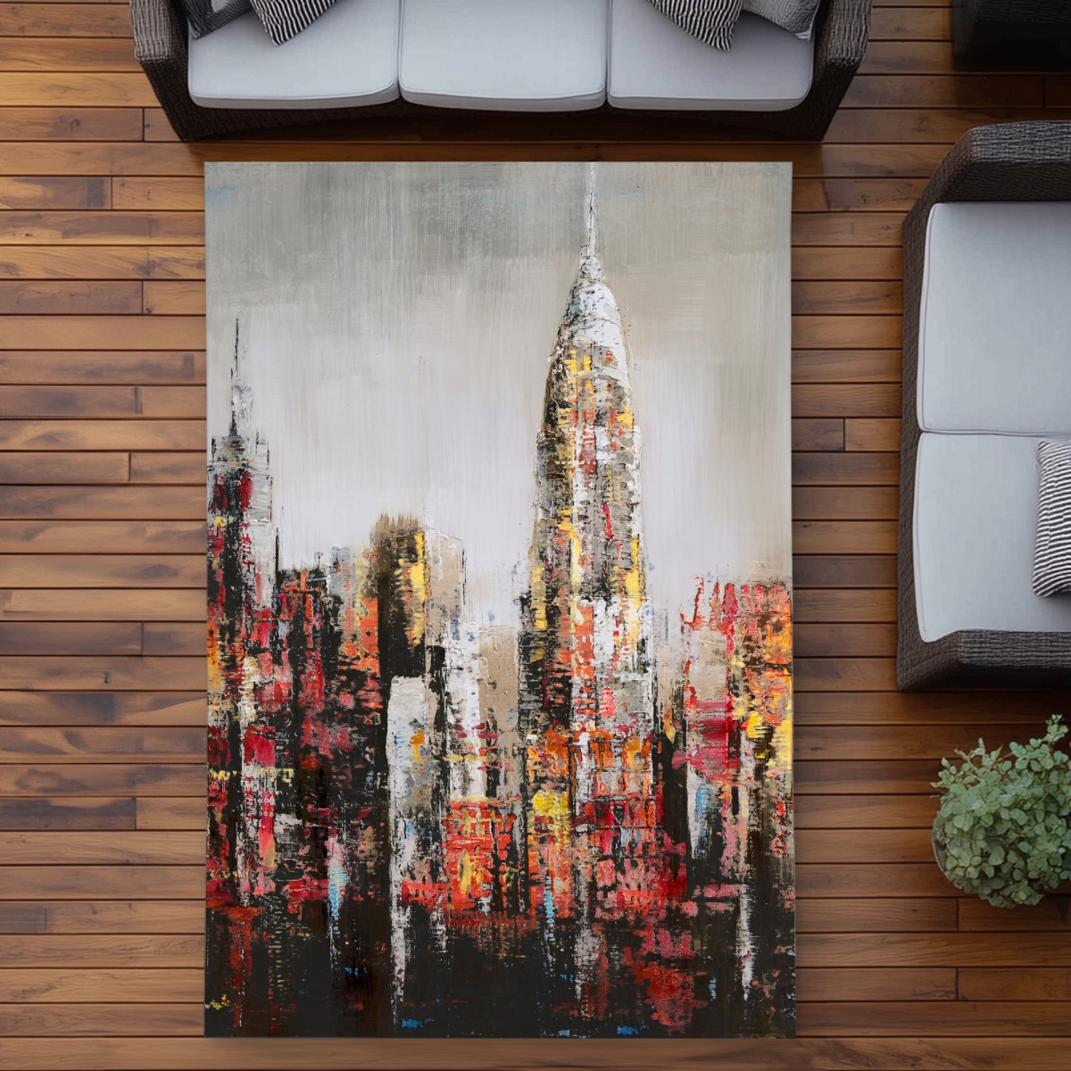 C1ROAR57B2BIS3 5 x 7 ft. Paint Splash City - Contemporary Outdoor Area Rug for Home Decor - Rectangle