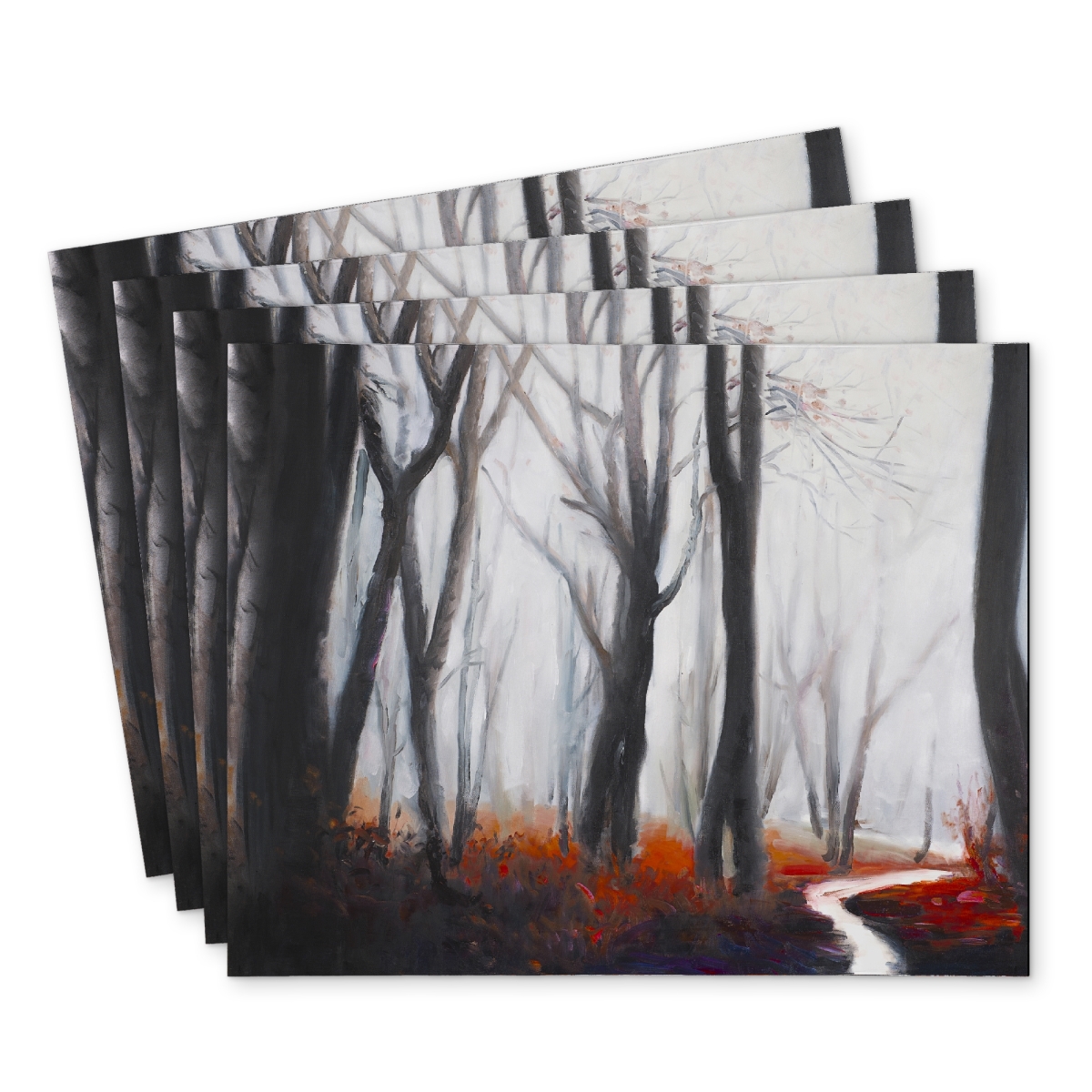Picture of Begin Home Decor C4PP1418D0G6KE 14 x 18 in. Mysterious Forest with Stream Polyester Placemat - Home Decor - Set of 4
