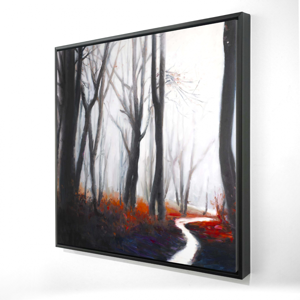 2081-3636-LA42 36 x 36 in. Mysterious Forest with Stream - Trees Office Framed Canvas Decor