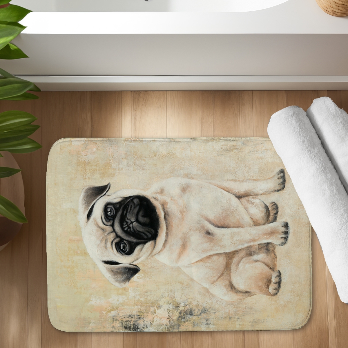 C1BM1724M0JTS0 17 x 24 in. Small Pug Dog Bath Mat - Cute Animals Bedroom Decor for Home