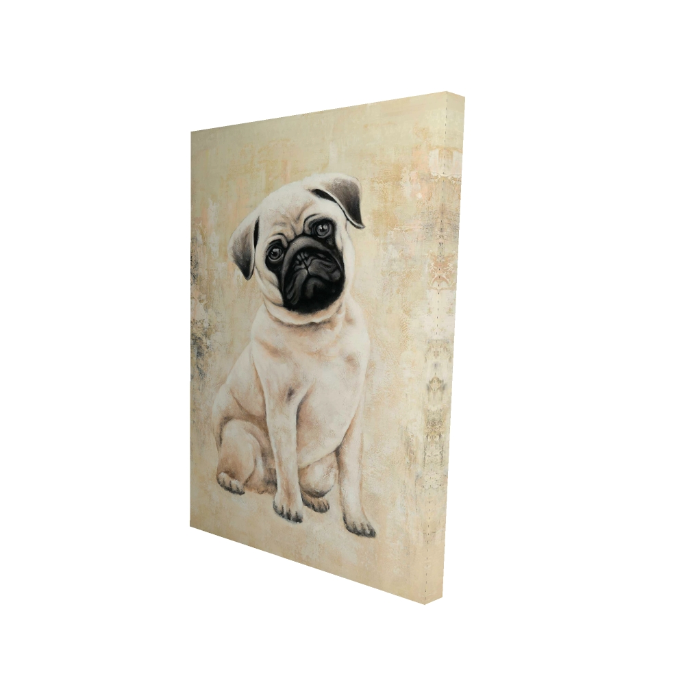 2080-3624-AN215 24 x 36 in. Small Pug Dog Beige Canvas - Cute Bedroom Decor for Home