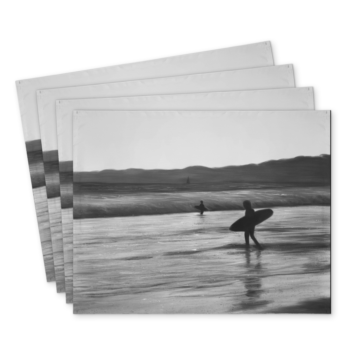 Picture of Begin Home Decor C4PP1418YHWERJ 14 x 18 in. Surfers Polyester Placemat - Stylish Home Decor Accessory - Set of 4