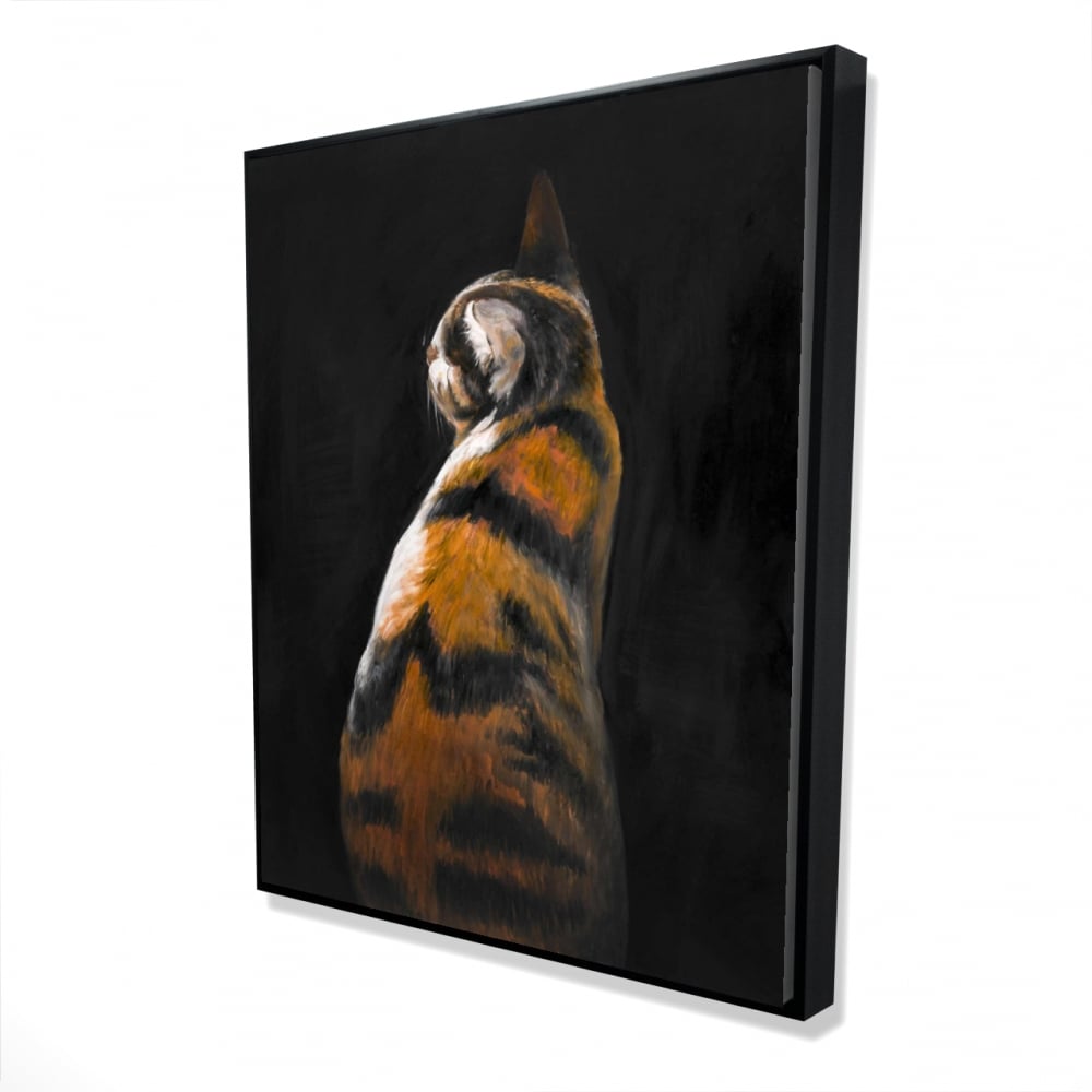 2081-6048-AN167 48 x 60 in. Spotted Cat - Black Framed Canvas for Home Decor Wall Art