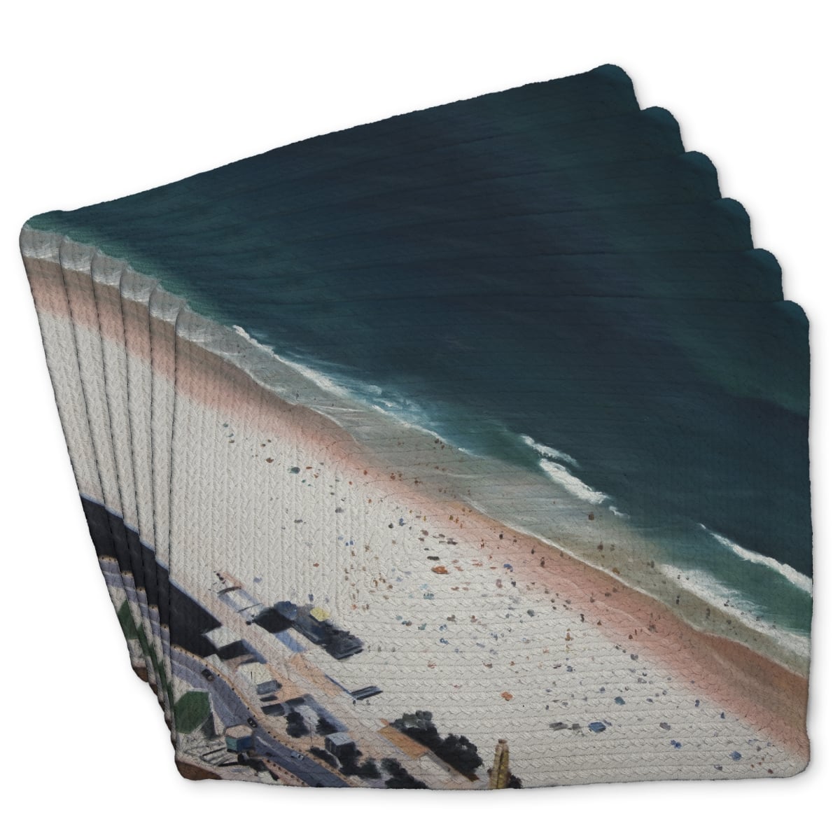 Picture of Begin Home Decor C6BP14182GD5XW 14 x 18 in. Hot Day At the Beach Braided Polyester Placemat - Home Decor - Set of 6