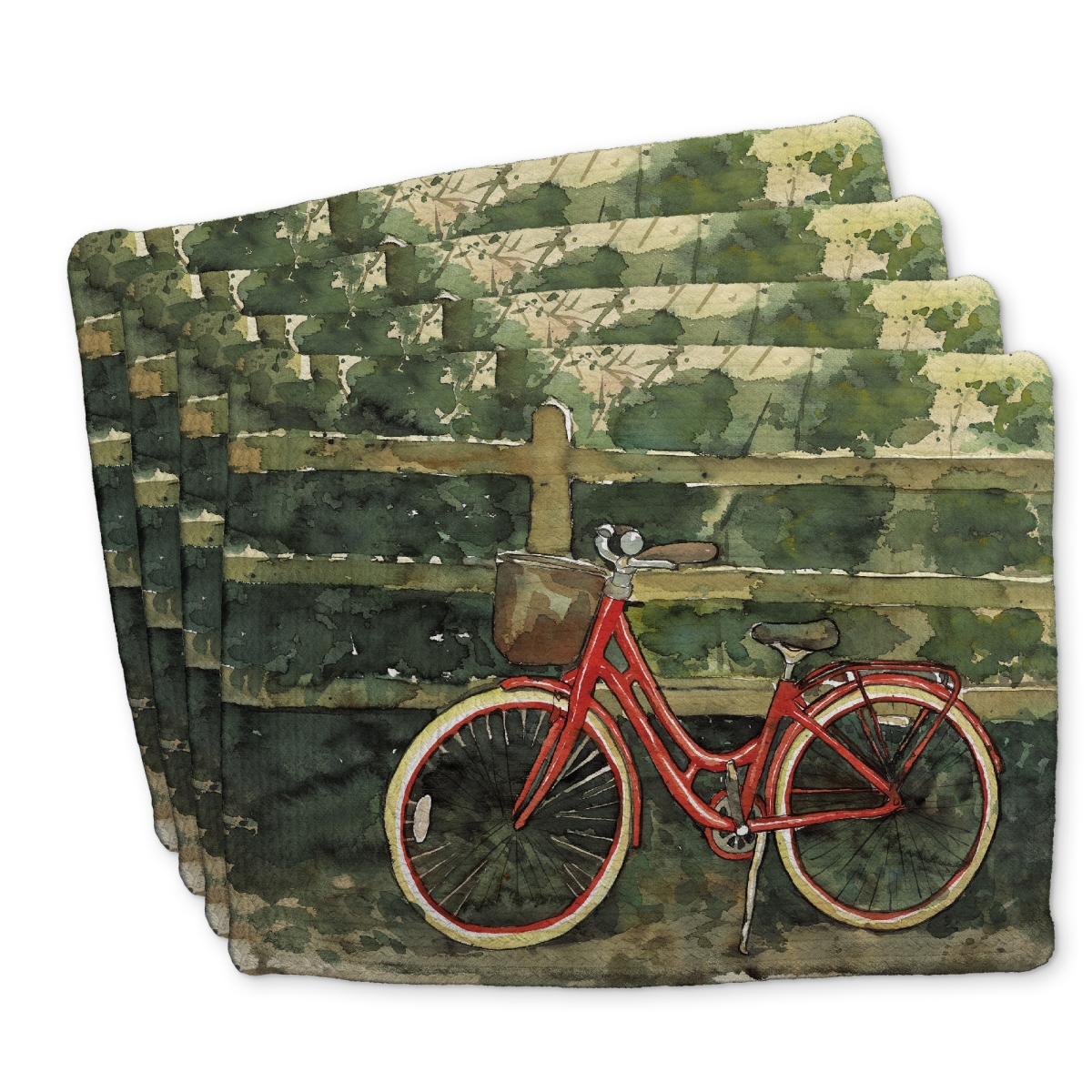 Picture of Begin Home Decor C4BP14187WLHBY 14 x 18 in. Riding in the Woods Bicycle Braided Polyester Placemat - Home Decor - Set of 4