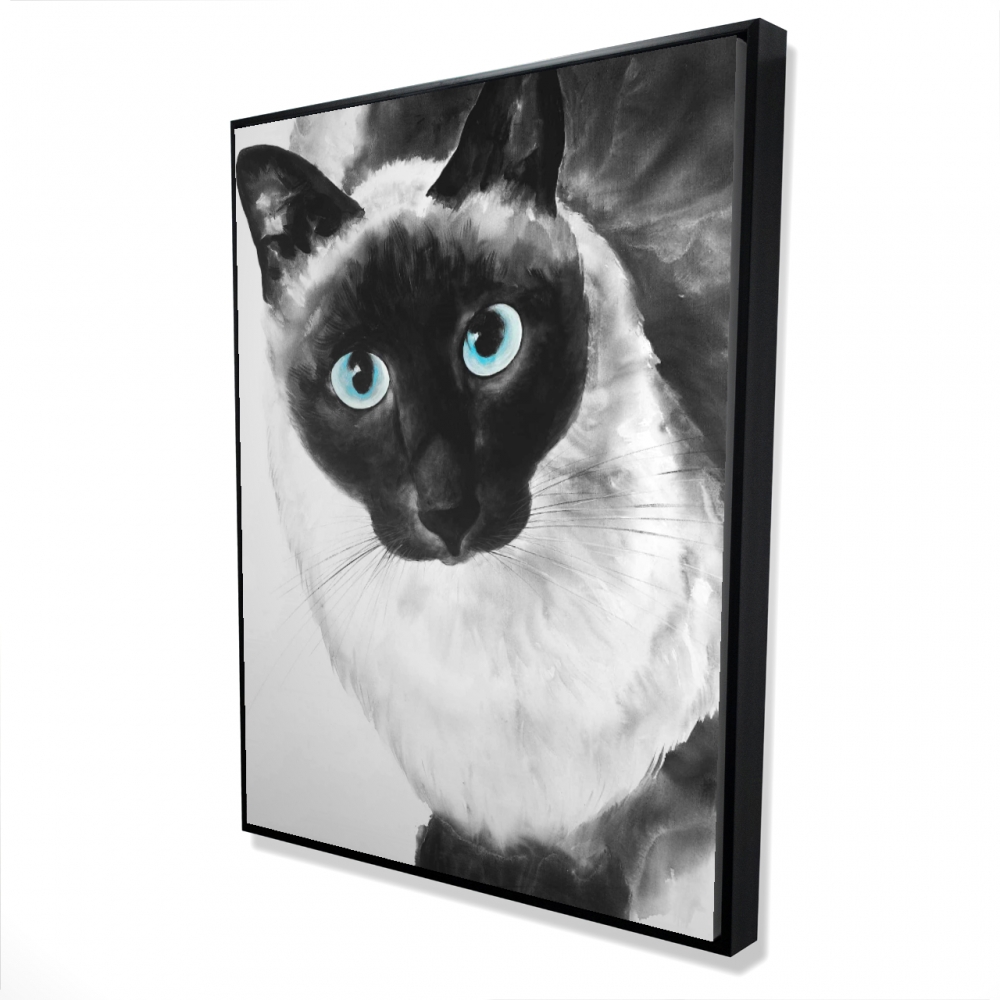 2081-4836-AN191 36 x 48 in. Blue Eyes Siamese Cat Canvas - Unique Home Decor Art