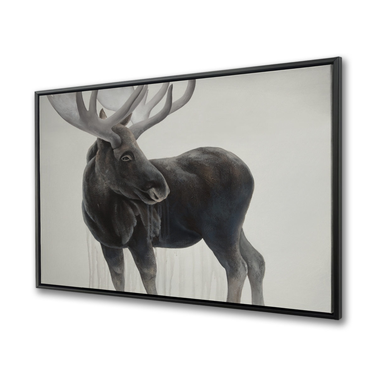 C1FC36481I6LQT 36 x 48 in. Bull Moose Rustic Animals Framed Canvas - Home Decor Art
