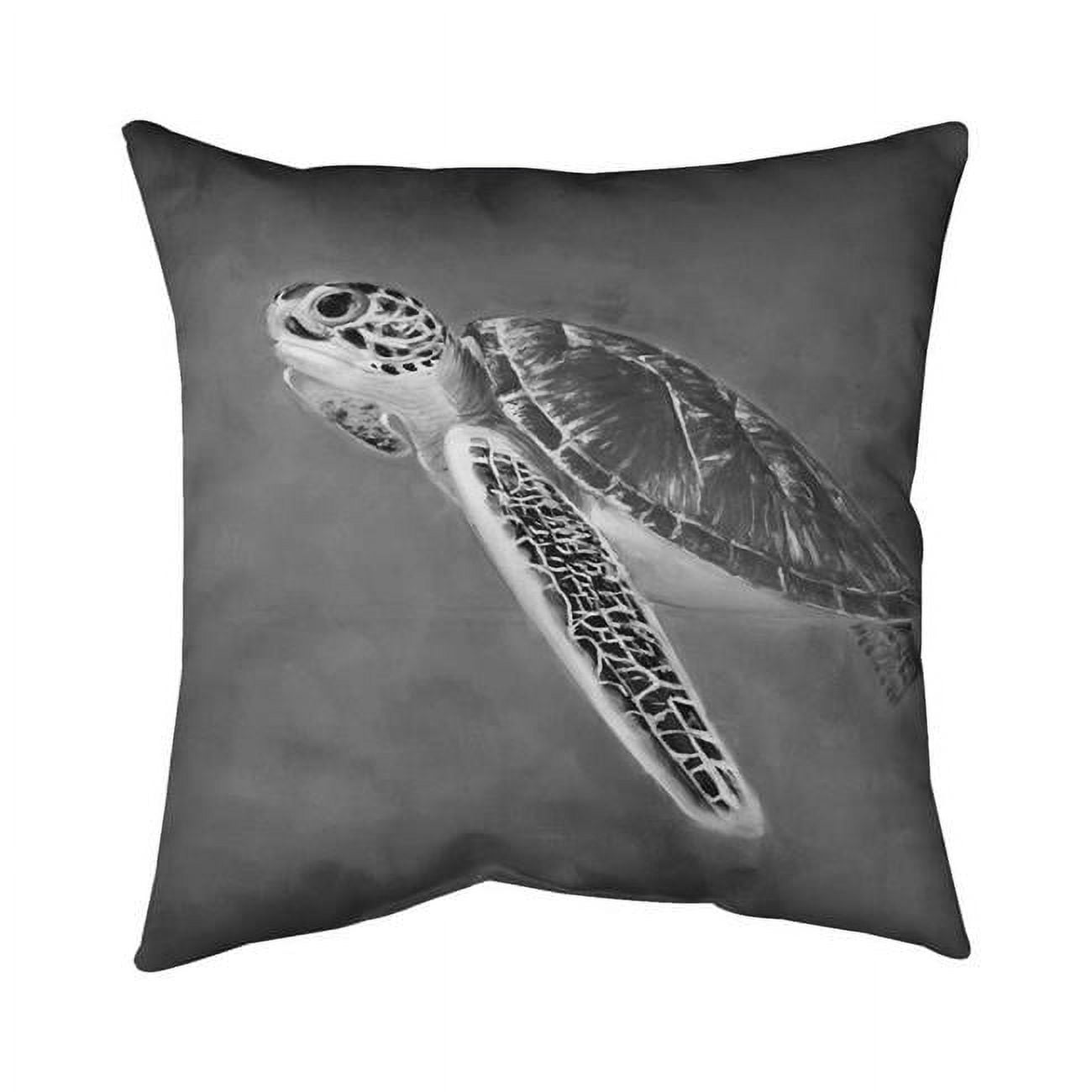 20 x 20 in. Greyscale Sea Turtle-Double Sided Print Indoor Pillow