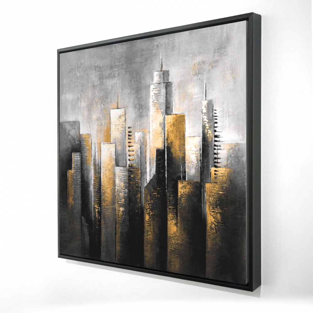 2081-3636-CI276-1 36 x 36 in. Abstract Skyline - Framed Canvas for Modern Home Decor