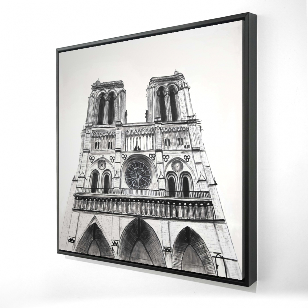 2081-3636-AR8 36 x 36 in. Notre-Dame De Paris Cathedral Framed Canvas - Home Decor