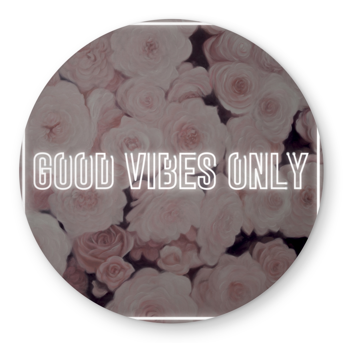 C1COAR55WTF911 5 x 5 ft. Good Vibes Only - Roses Outdoor Round Rug - Home Decor