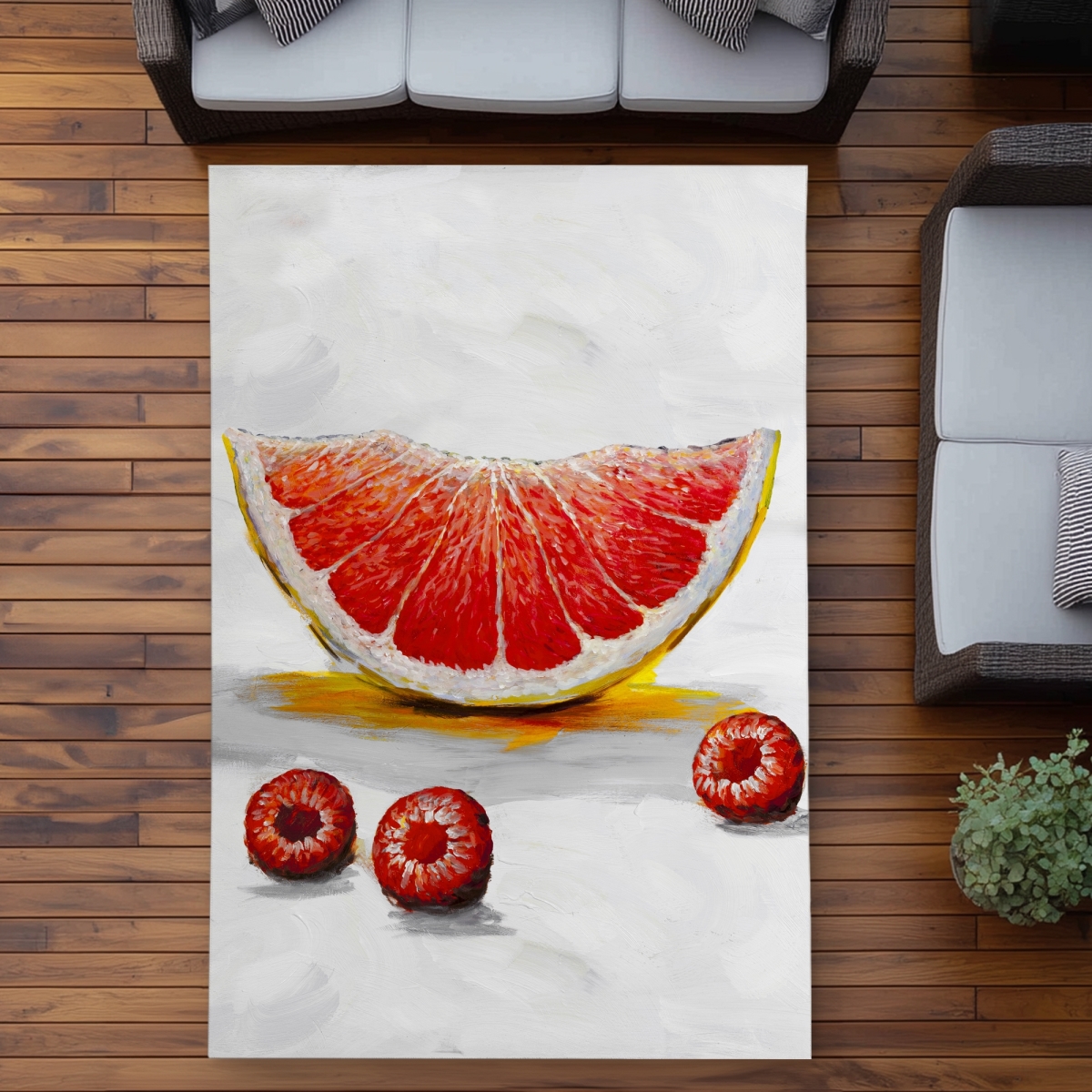 C1ROAR57FQX95R 5 x 7 ft. Grapefruit Slice Outdoor Area Rug - Contemporary Home Decor - Rectangle