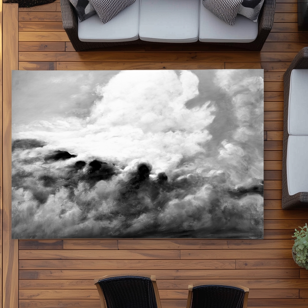 C1ROAR571HVPHJ 5 x 7 ft. Clouds Gray Bedroom Outdoor Area Rug - Stylish Home Decor - Rectangle