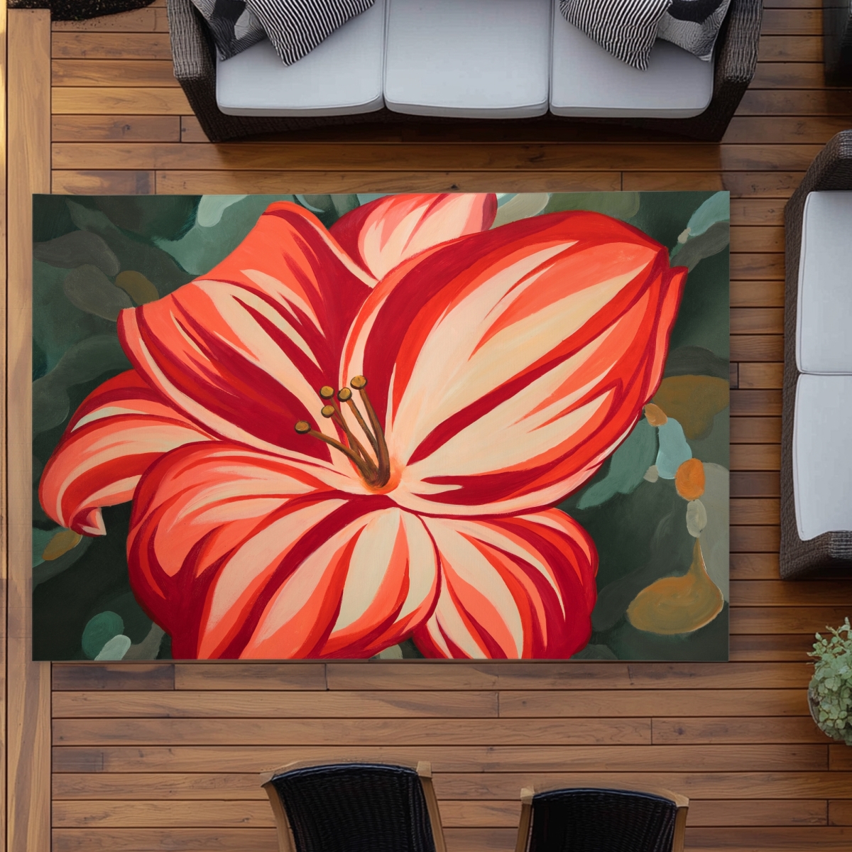 C1ROAR573BOIA2 5 x 7 ft. Blooming Daylilies Outdoor Area Rug - Contemporary Floral Decor - Rectangle