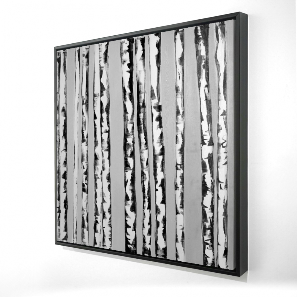 2081-3636-LA52-2 36 x 36 in. Birches Black & White - Monochrome Framed Canvas Art