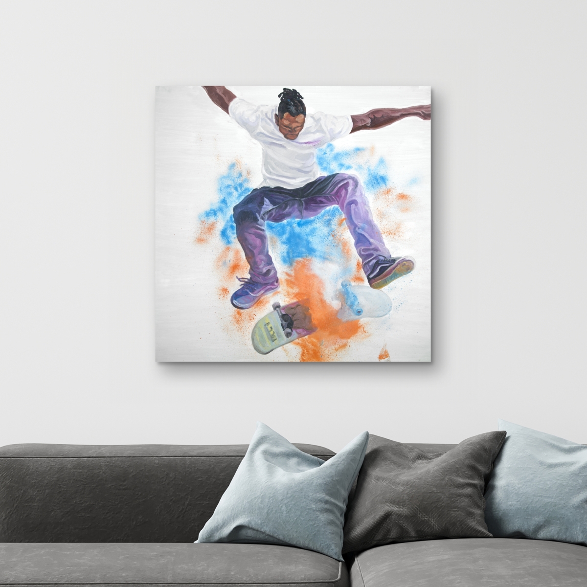 C1RC3232Q73JU1 32 x 32 in. Skater Sports & Games Clothes Canvas for Home Decor - Unique Art