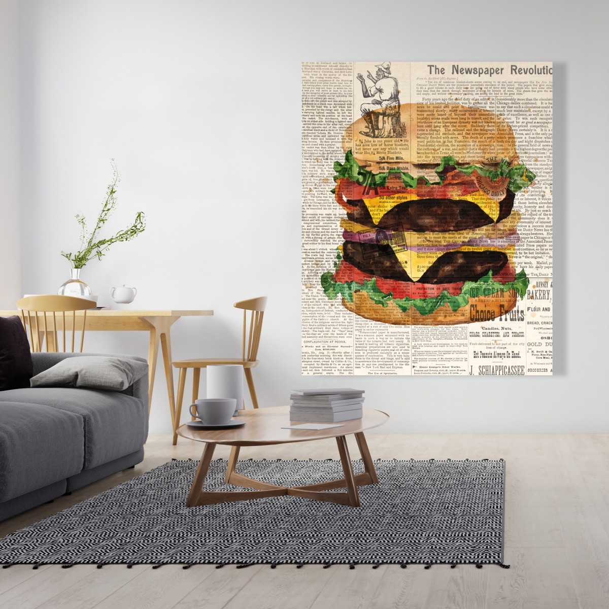 C1RC48600531VD 48 x 60 in. Vintage Style All Dressed Double Cheeseburger Canvas - Decor