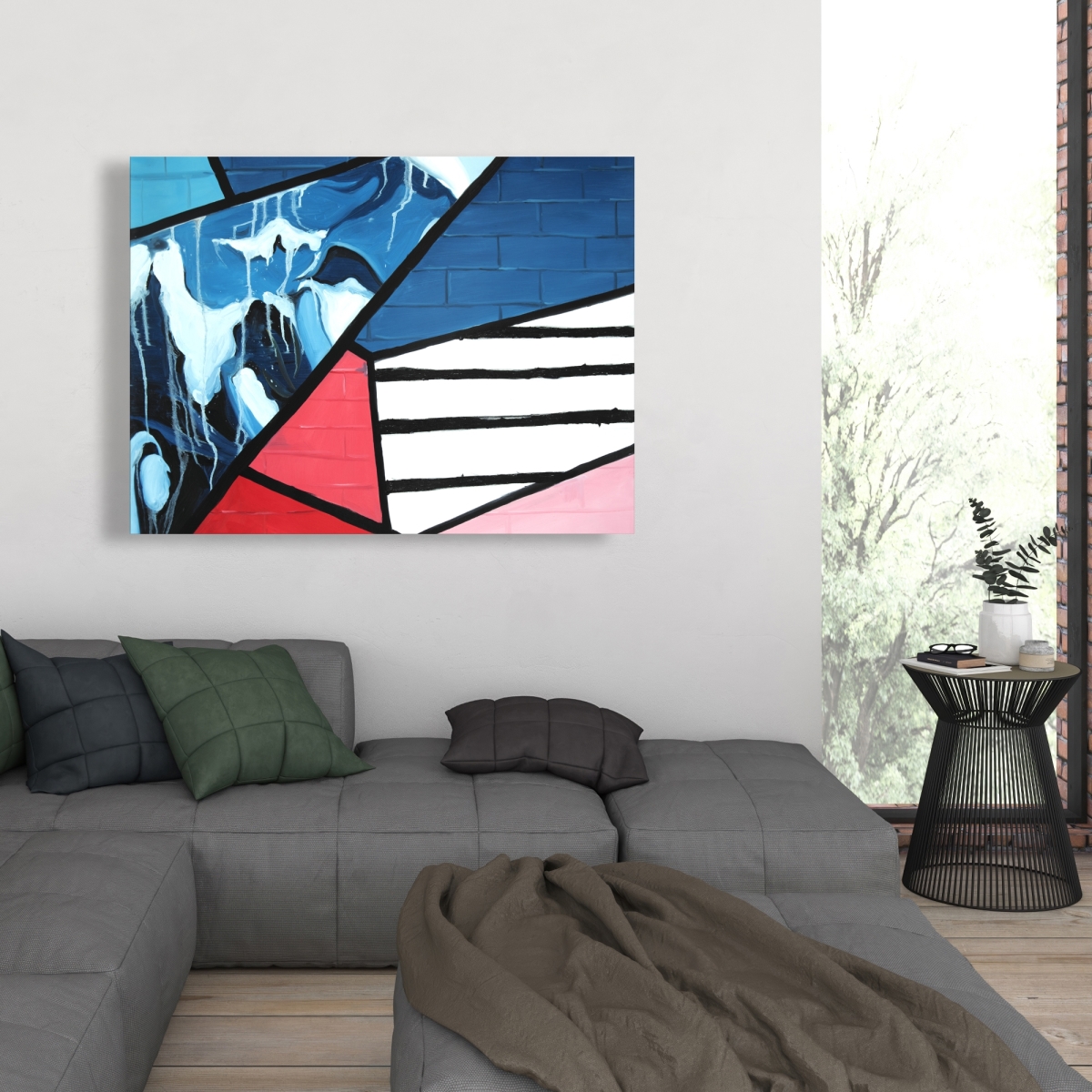 C1RC3648W8C5Y0 36 x 48 in. Diagonal Unity - Red   Canvas for Home Decor