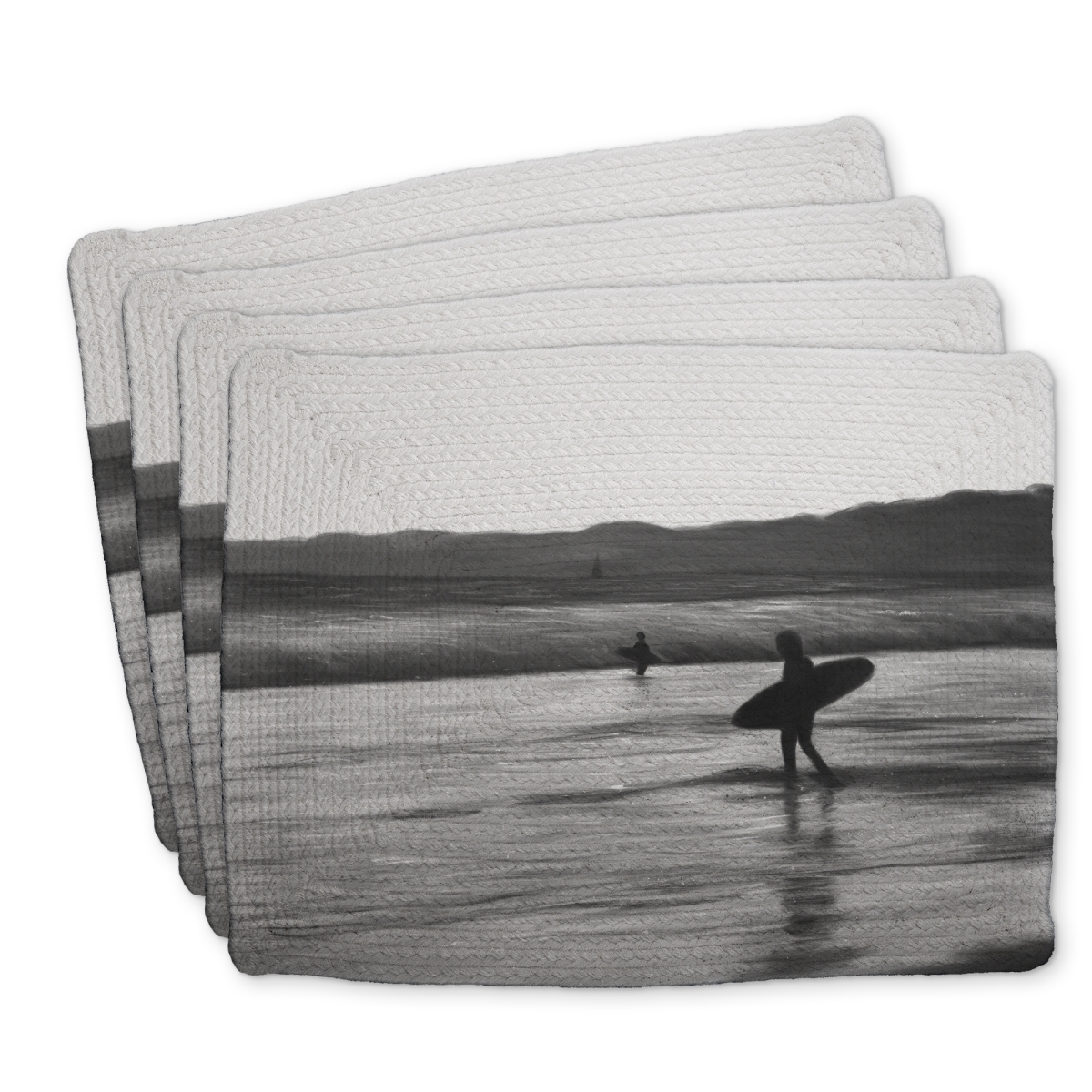 Picture of Begin Home Decor C4BP1418EDLFF6 14 x 18 in. Surfers Braided Polyester Placemat - Stylish Home Decor - Set of 4