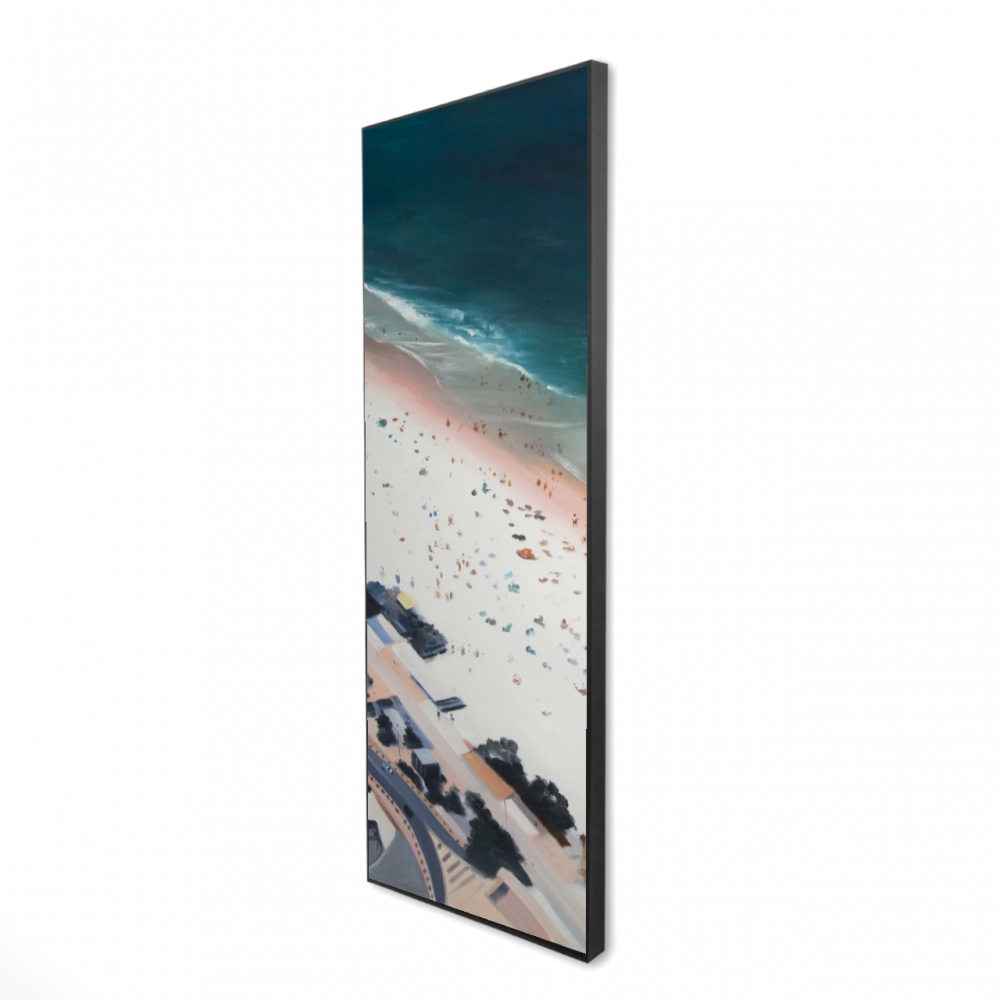 2081-6020-CO126 20 x 60 in. Hot Day At the Beach - Satellite View Blue Framed Canvas Decor