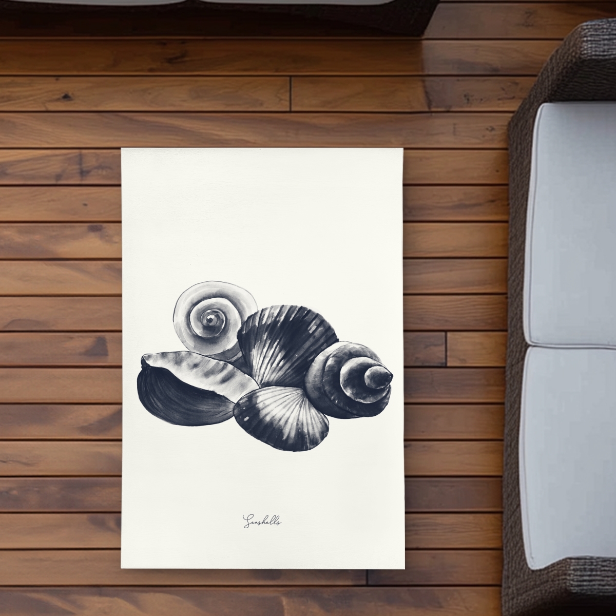 C1ROAR23EV8M55 2 x 3 ft. Blue Seaside Shells Rug - Illustrative Aquatic Decor for Home - Rectangle