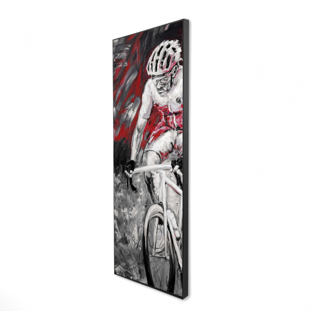2081-6020-SP45-2 20 x 60 in. Professional Red Cyclist - White Hobbies Framed Canvas Art