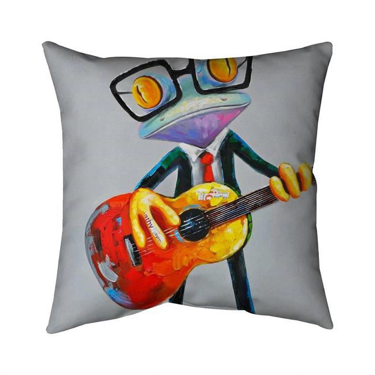 20 x 20 in. Funny Frog Playing Guitar-Double Sided Print Indoor Pillow