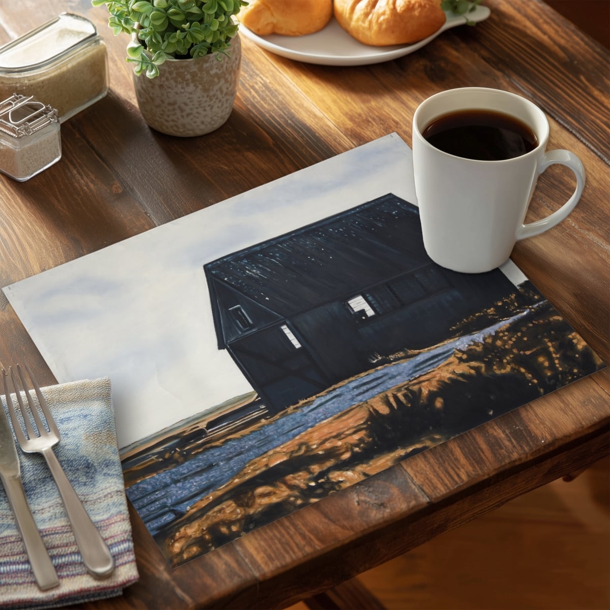 Picture of Begin Home Decor C4PP1418PCZJY7 14 x 18 in. Abandoned Barn Polyester Placemat for Stylish Home Decor - Set of 4