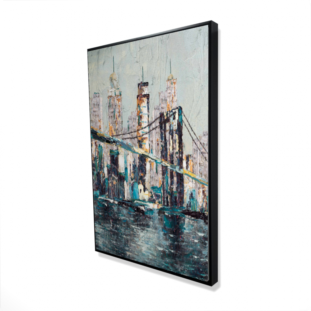2081-3624-CI50 24 x 36 in. Abstract & Texturized Bridge - Black Framed Canvas Art