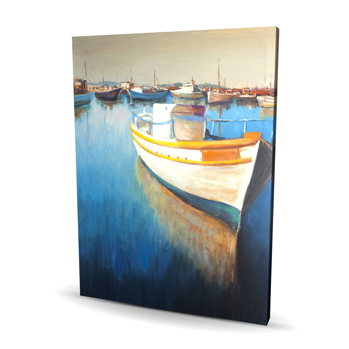 C1RC3648FG671I 36 x 48 in. Fishing Boats At the Marina - Beige Canvas Home Decor