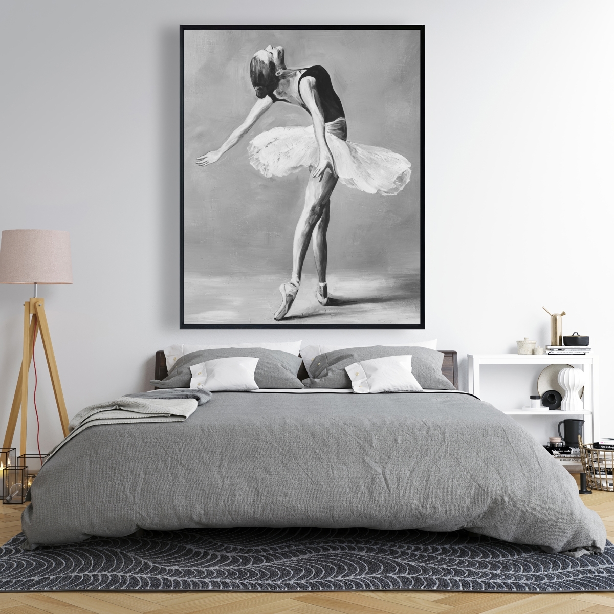 C1FC4860J8KPWM 48 x 60 in. Classic Ballet Dancer - Monochrome Black Framed Canvas Decor