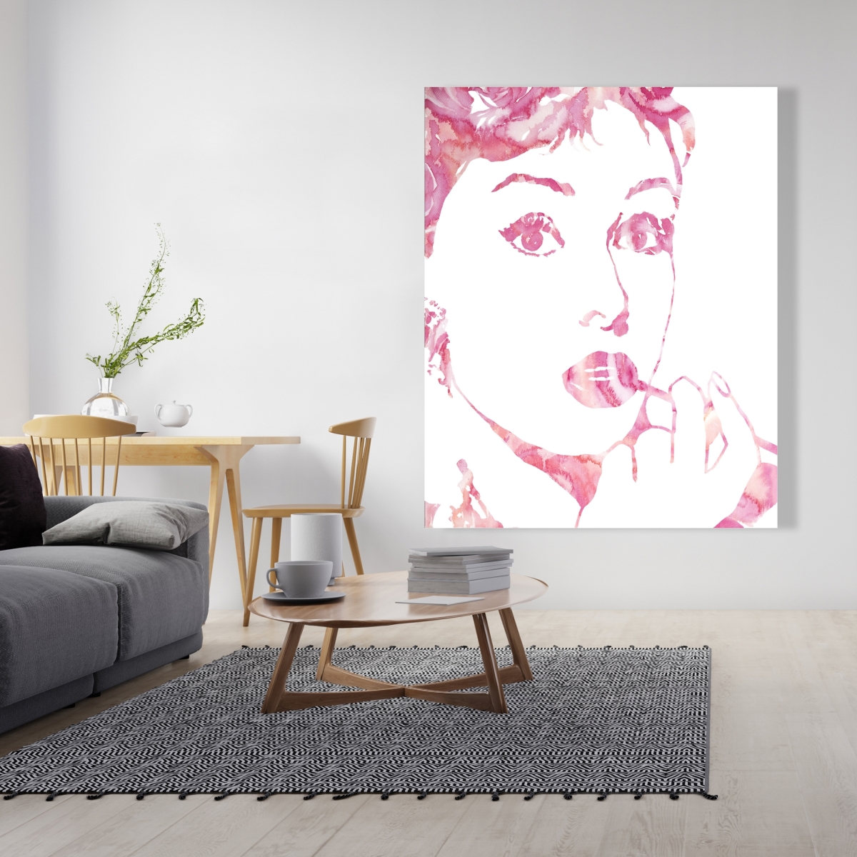 C1RC4860381FKO 48 x 60 in. Glamor Audrey Hepburn - Romantic White Canvas for Home Decor